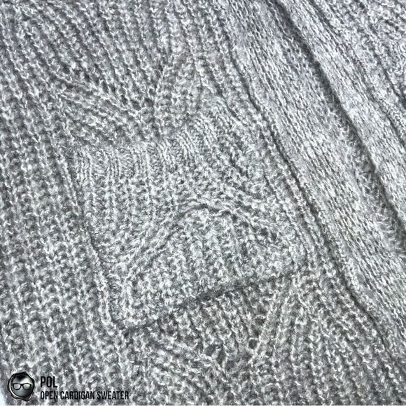 POL CHUNKY CABLE KNIT DUSTER CARDIGAN SWEATER HEATHER GREY WOMEN’S SIZE MEDIUM - Picture 9 of 15